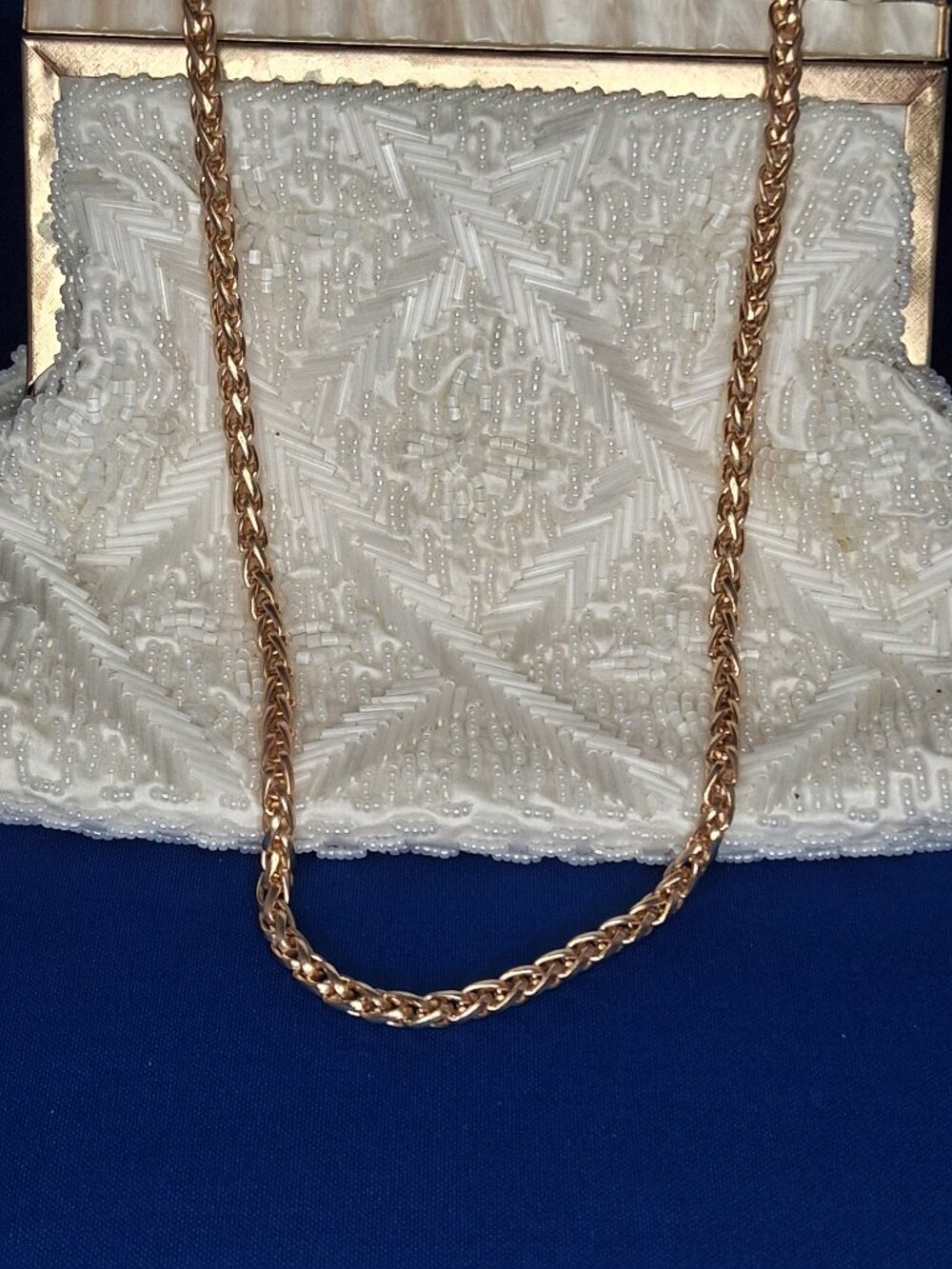 Vintage Sister Ernestine Beaded Evening Bag Pearl Accent Frame Clutch Hong Kong - Picture 4 of 10